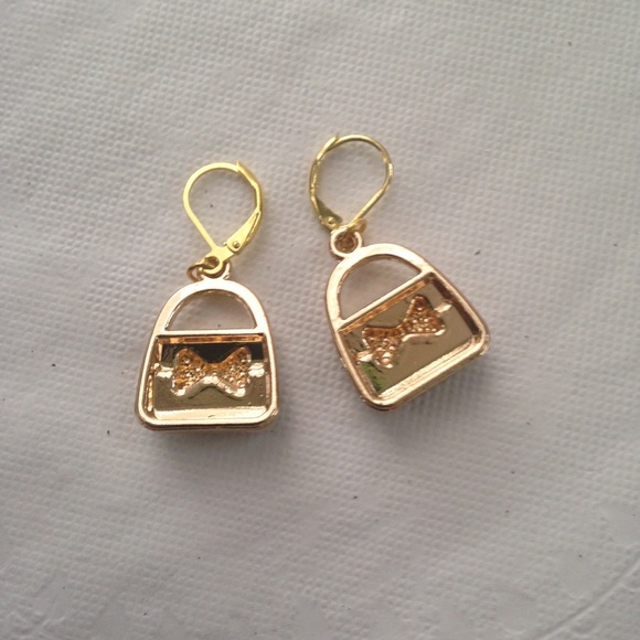 Pink Plaid Enamel Purse Necklace and Earrings Set - Picture 4 of 6